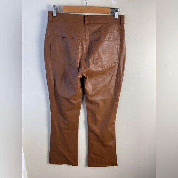 Paige Claudine Ankle Flare Jeans Faux Leather in Dark Argan size 28 NWOT - Picture 6 of 15